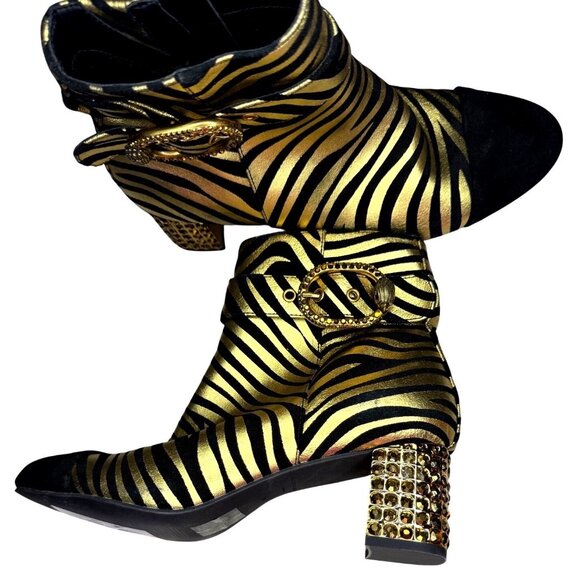 Kurt Geiger London Mayfair Zebra Crystal Heel Ankle Boots Size 37 US 7 New - Picture 13 of 16